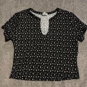 Floral Deep Cut Baby Tee